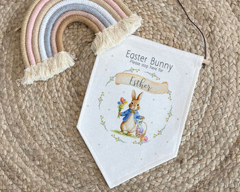 Personalised Easter Bunny Linen Flag, 3 of 3
