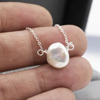 Irregular Shape Keshi Pearl Necklace Sterling Silver, 2 of 11