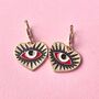 Evil Eye Enamel Huggies Earrings, thumbnail 2 of 2