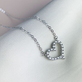 Sterling Silver Crystal Heart Pendant Necklace, 4 of 5