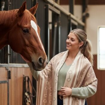 Equestrian Snaffle Bit Print Scarf | Camel And Cream, 11 of 12