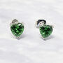 Emerald Heart Sterling Silver Stud Gemstone Earrings, thumbnail 1 of 3