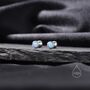 Tiny Blue Opal Screw Back Earrings In Sterling Silver, thumbnail 5 of 10