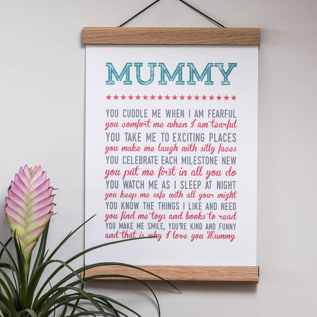 Why I Love You Mummy Poem Print By Bespoke Verse