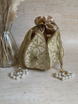 Light Gold Potli/Wrist Bag, 2 of 6