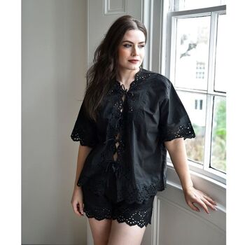 Ladies Black Cotton Short Pyjama Set 'Betty', 4 of 8