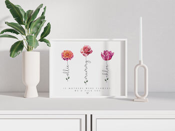 Personalised Flower Heads Mothers Day Unframed Print, 2 of 4