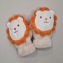 Children's Fluffy Cute Lion Mittens In Cream, thumbnail 1 of 2