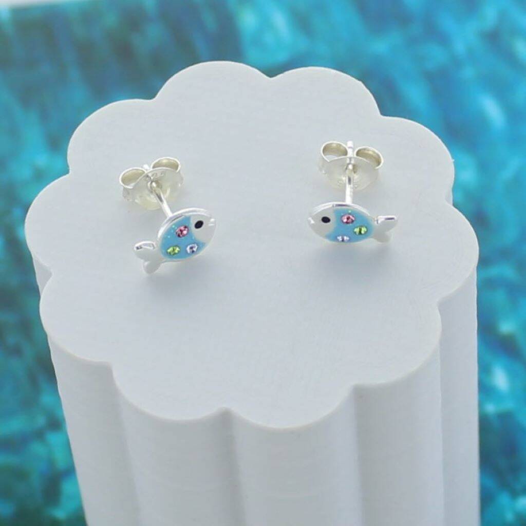 Little Sparkly Fish Stud Earrings By Francesca Rossi Designs