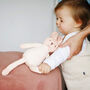 Crochet Bunny In Pink Stripes Soft Toy For Baby And Toddler, thumbnail 2 of 12