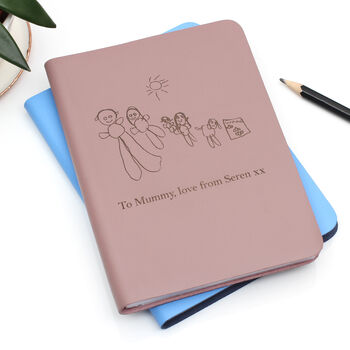 Refillable Leather Notebook With Child's Engraved Image, 2 of 8