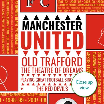 Personalised Manchester United Football Print Poster, 2 of 5