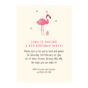 Personalised Flamingo Birthday Invitations, 2 of 4