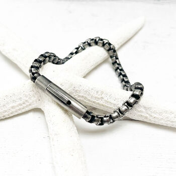 Grey Black Silver Titanium Steel Bracelet Gift For Him, 3 of 5