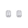 9ct Gold Halo Baguette Cubic Zirconia Studs, thumbnail 2 of 6