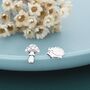 Mismatched Mushroom And Hedgehog Stud Earrings In Sterling Silver, thumbnail 1 of 10