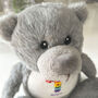 Personalised Flower Alphabet Grey New Baby Teddy Bear, thumbnail 3 of 6
