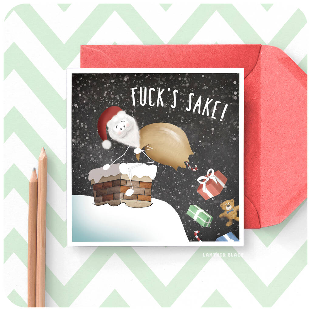 Presents Sack Funny Santa Christmas Card Rude Cheeky, 1 of 4