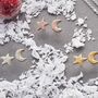 Twilight Textured Moon And Star Mismatched Silver Studs, thumbnail 1 of 8