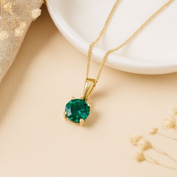 Personalised 9ct Yellow Gold Emerald Pendant Necklace: May Birthstone Gift – 5mm, 4 of 11