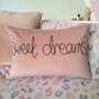 Sweet Dreams Hand Embroidered Cushion, thumbnail 1 of 4