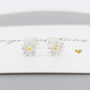 Sterling Silver April Birth Flower Daisy Stud Earrings, thumbnail 2 of 7