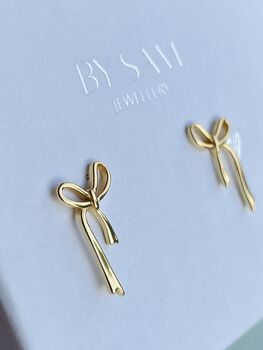 Silver And Gold Bow Bridesmaid Earrings, 4 of 12