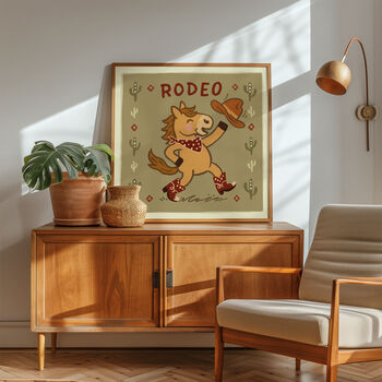 Rodeo Horse Print, Cowboy Horse, Western Nursery Print Green, 2 of 12