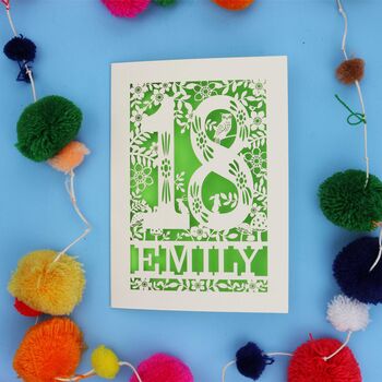 Personalised 18th Birthday Card Papercut Woodland Design, 4 of 11
