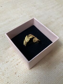 Adjustable Gold Vine Leaf Ring, 3 of 6
