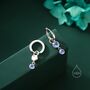 Sterling Silver Double Moonstone Dangle Huggie Hoop Earrings, thumbnail 3 of 12