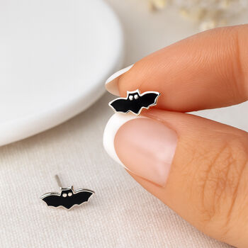 Sterling Silver Bat Stud Earrings – 8mm X 4mm, 2 of 6