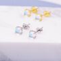 Sterling Silver Moonstone Glass Tiny Stud Earrings, thumbnail 3 of 12