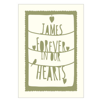 Personalised, Forever In Our Hearts Sympathy Card, 5 of 8