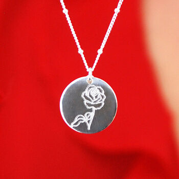Personalised Rose And Birthstone Necklace, 3 of 11