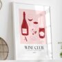 Wine Club Print Drink Wall Art, thumbnail 1 of 7