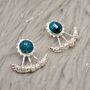 Blue Apatite, Pearl Silver Earrings, thumbnail 4 of 12