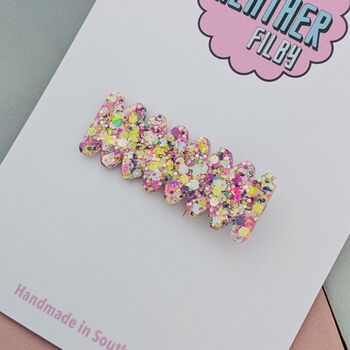 Multicoloured Glitter Resin Hair Clip / Festival Hair Clip / Summer Holiday Accessory, 3 of 4