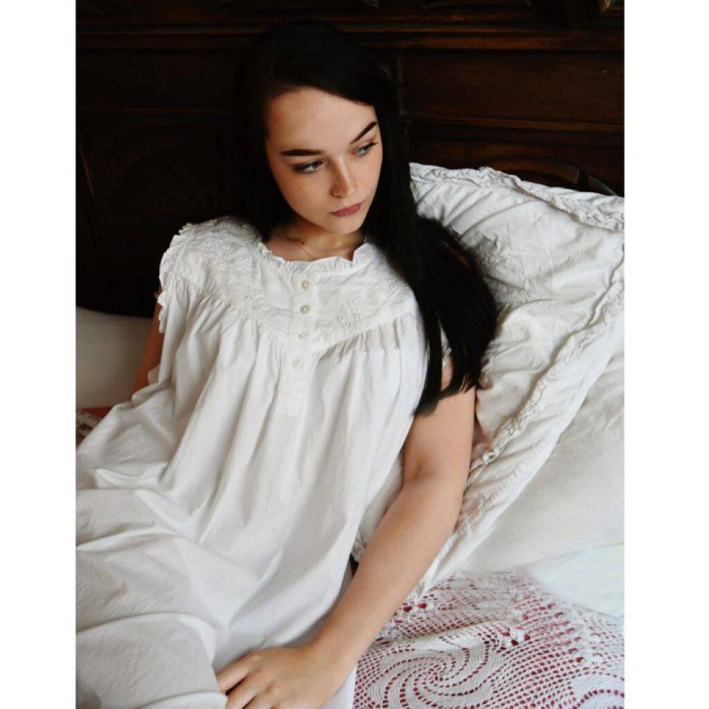 Ladies White Embroidered Nightdress 'Veronica', 1 of 4