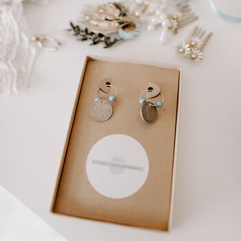 Real Lucky Silver Sixpence And Something Blue Pearl Earrings, 2 of 2