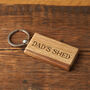 Bramble Farm 'Dad's Shed' Rectangular Oak Keyring, thumbnail 1 of 2