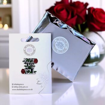 Rock And Roll Rose Enamel Lapel Pin Badge, Gifts For Music Lovers, Birthday, Christmas, Friendship Gift For Teenager, 2 of 8