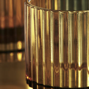 Set Of Four Amber Ribbed Tumblers, 2 of 3