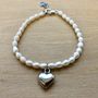 Girl's Pearl Bracelet With Sterling Silver Heart Charm, thumbnail 2 of 3