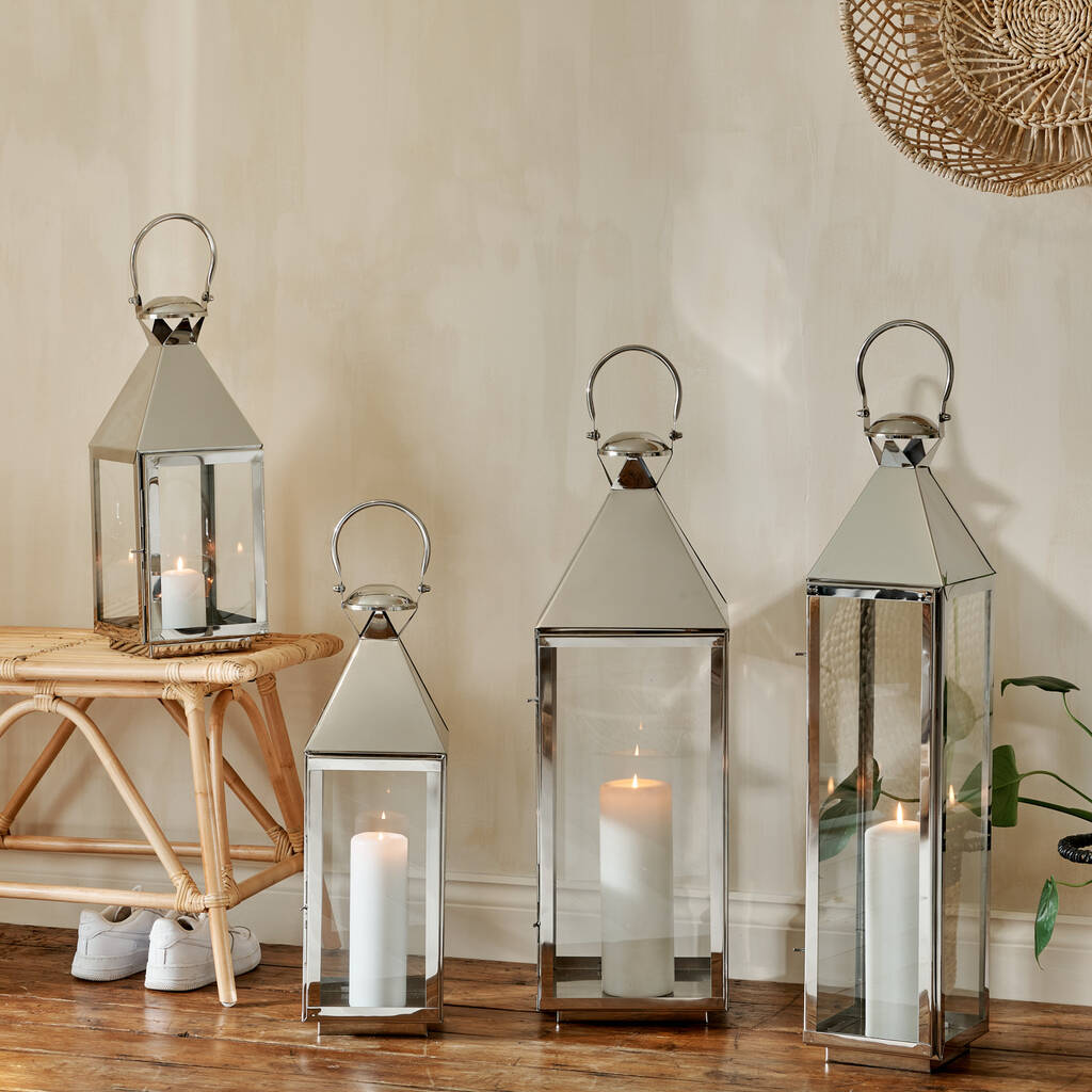 Tall Silver Candle Lantern, 1 of 12