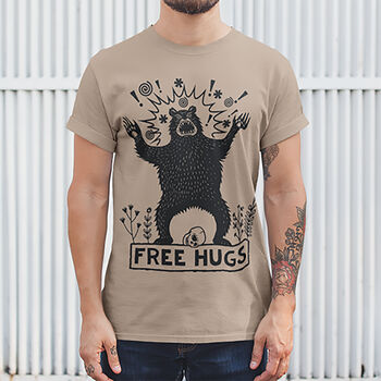 Free Hugs Festival Bear Adult Men's T Shirt, 6 of 10