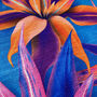 Pink And Orange Flowers On Blue Cushion Cover, thumbnail 6 of 7