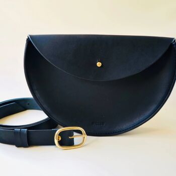 Large Leather Halfmoon Crossbody Bag, 2 of 3