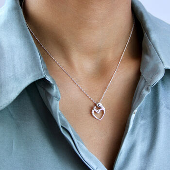 Sterling Silver Mother And Child Heart Necklace, 2 of 11