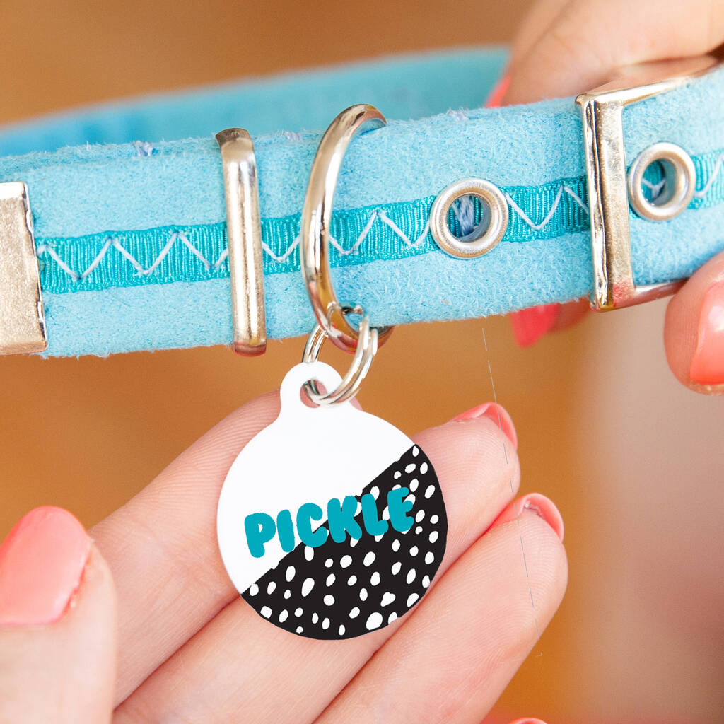 Personalised Circle White Spot Pet ID Tag, 1 of 12